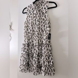 Express white leopard print dress size M NWT